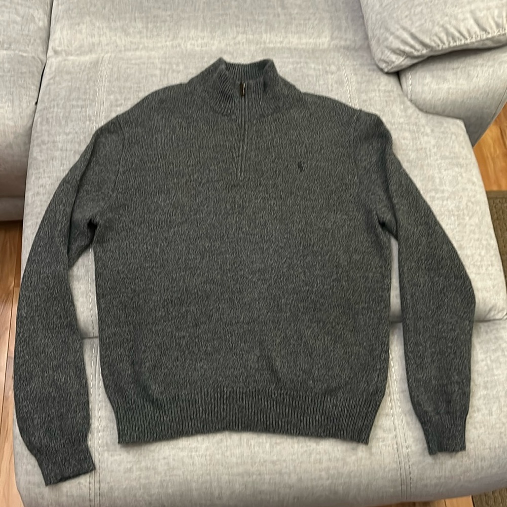 Ralph Lauren Men’s Size Large 1/4 Zip Sweater Gray/Black.